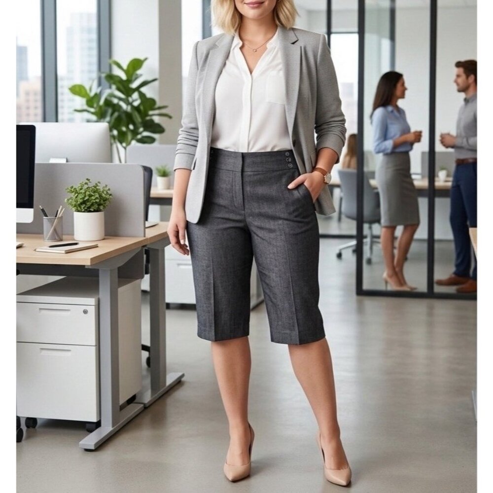 Sandro Paris Dark Grey Capri Cropped Slacks Pants Women’s Sz 14 W Office Casual